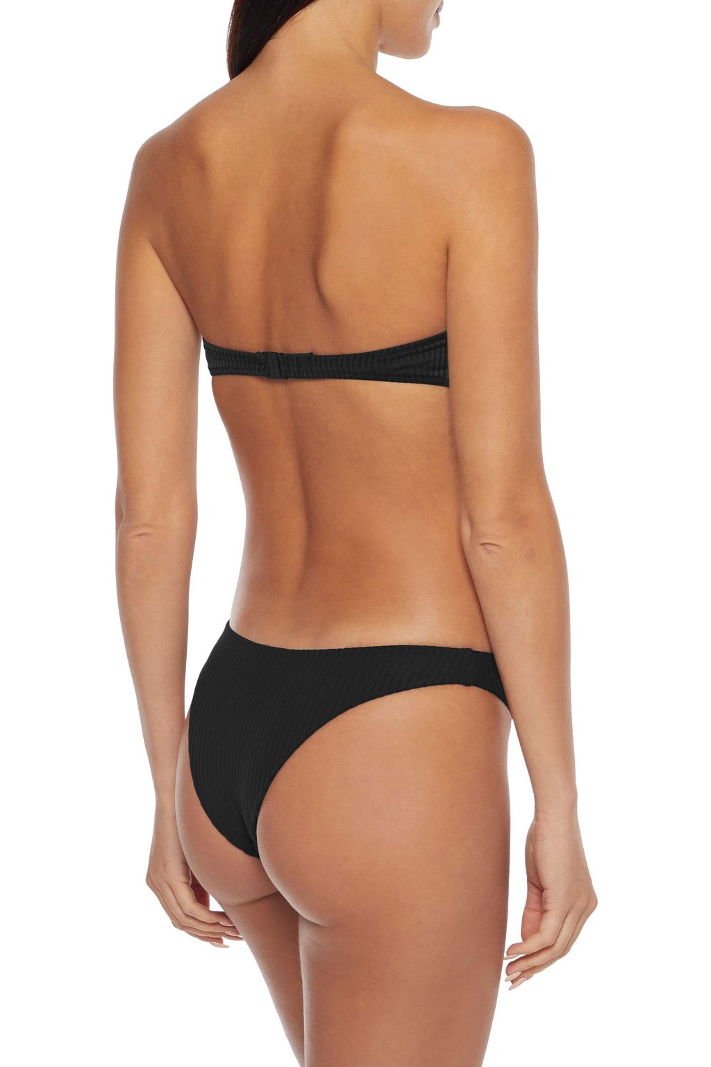 ONIA Allegra button-embellished stretch-jacquard bandeau bikini top