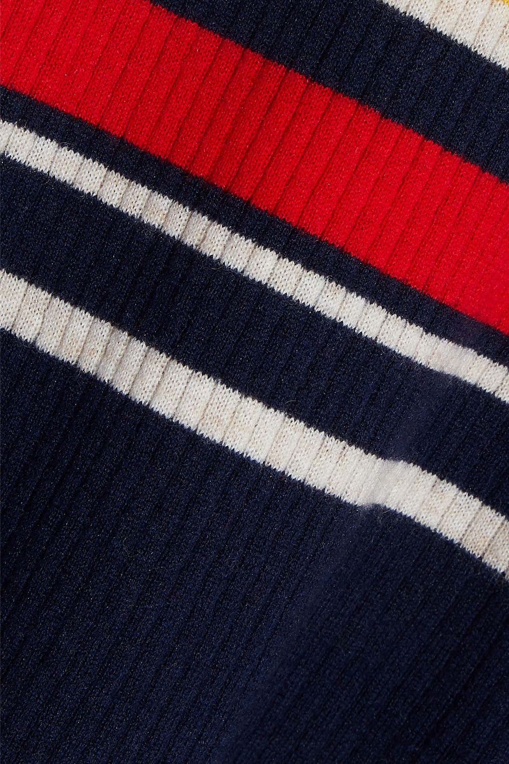 IRIS & INK Bella striped ribbed wool-blend top