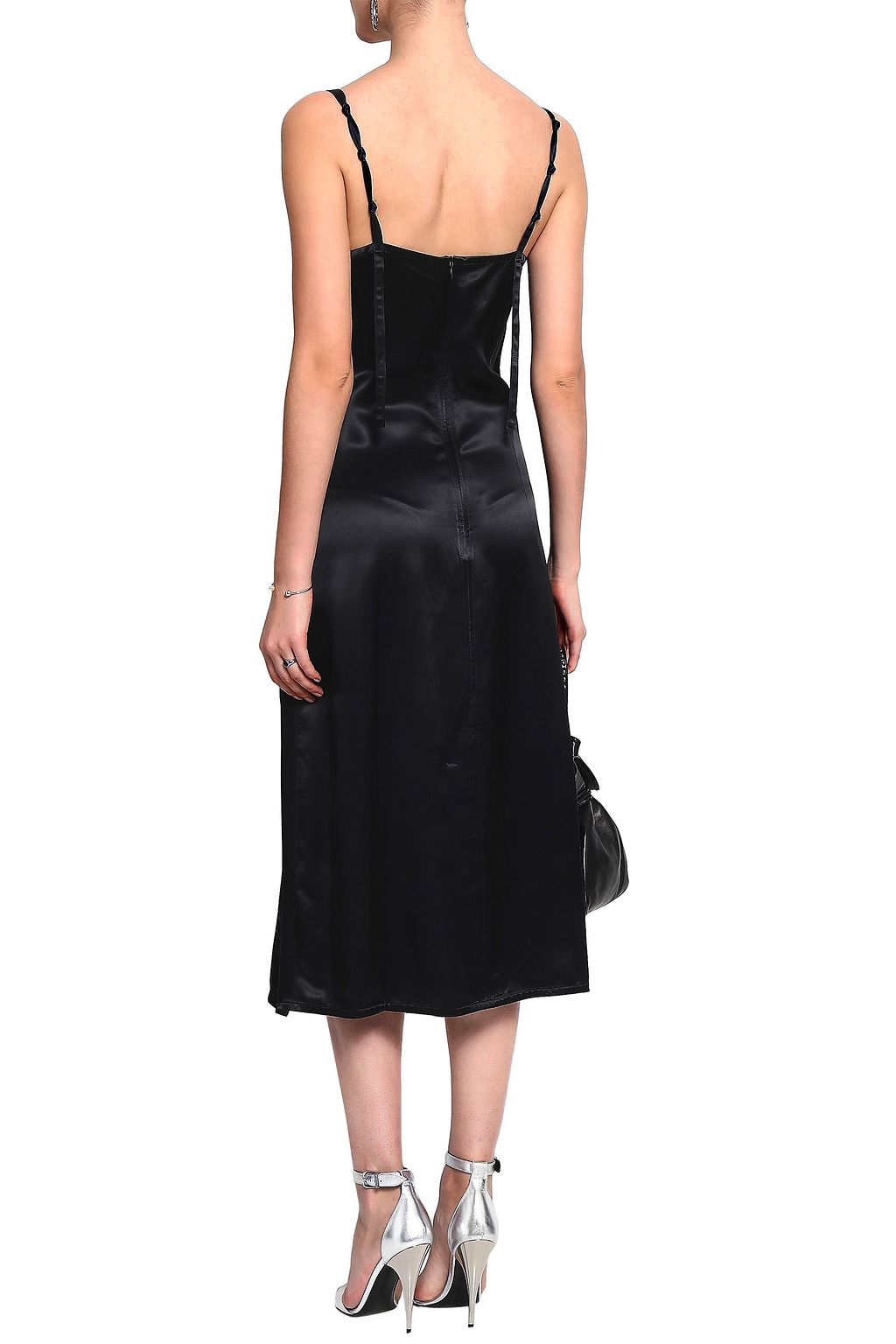 HELMUT LANG Ruched satin midi slip dress