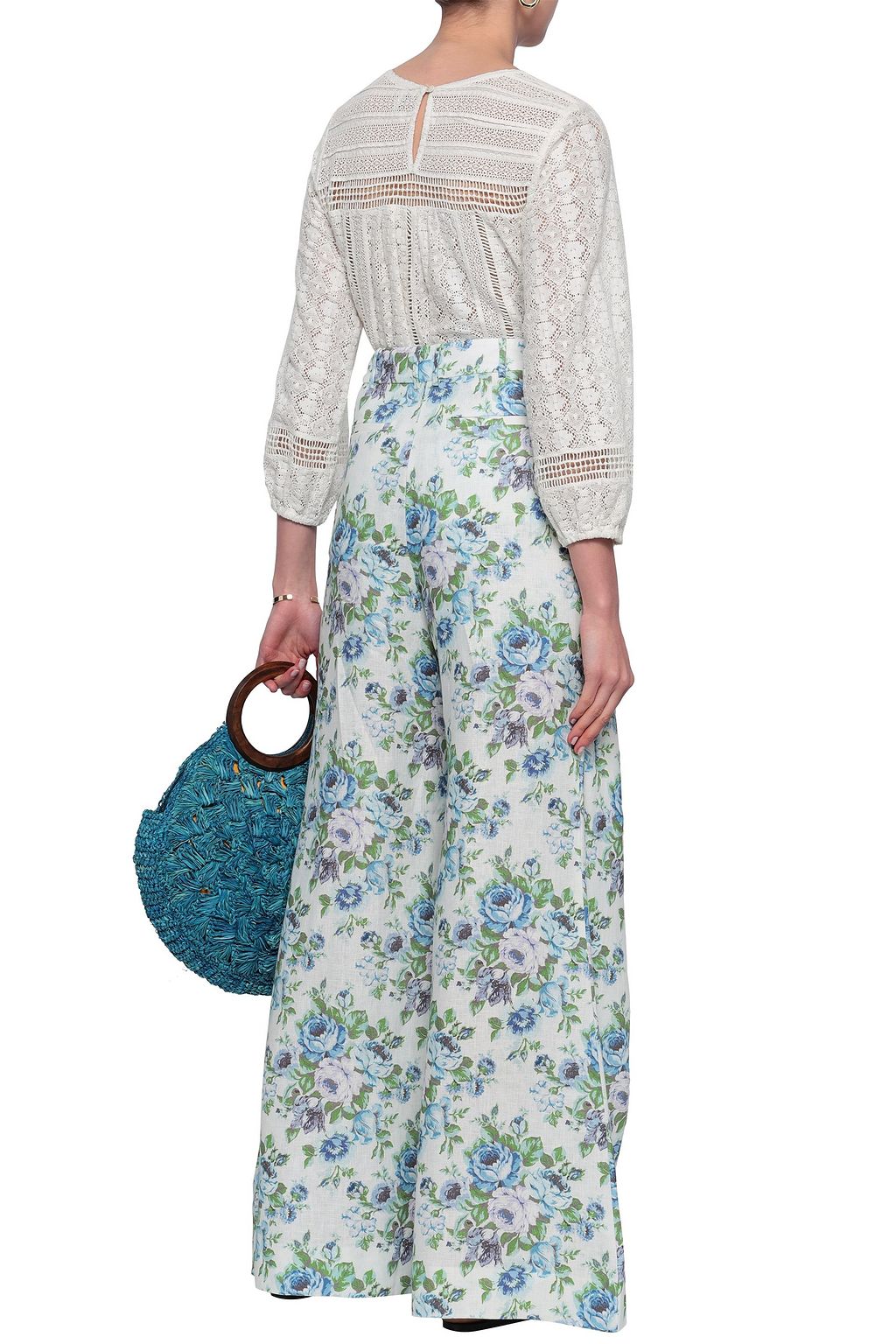ZIMMERMANN Floral-print linen wide-leg pants