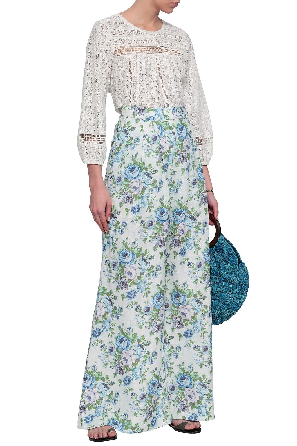 ZIMMERMANN Floral-print linen wide-leg pants