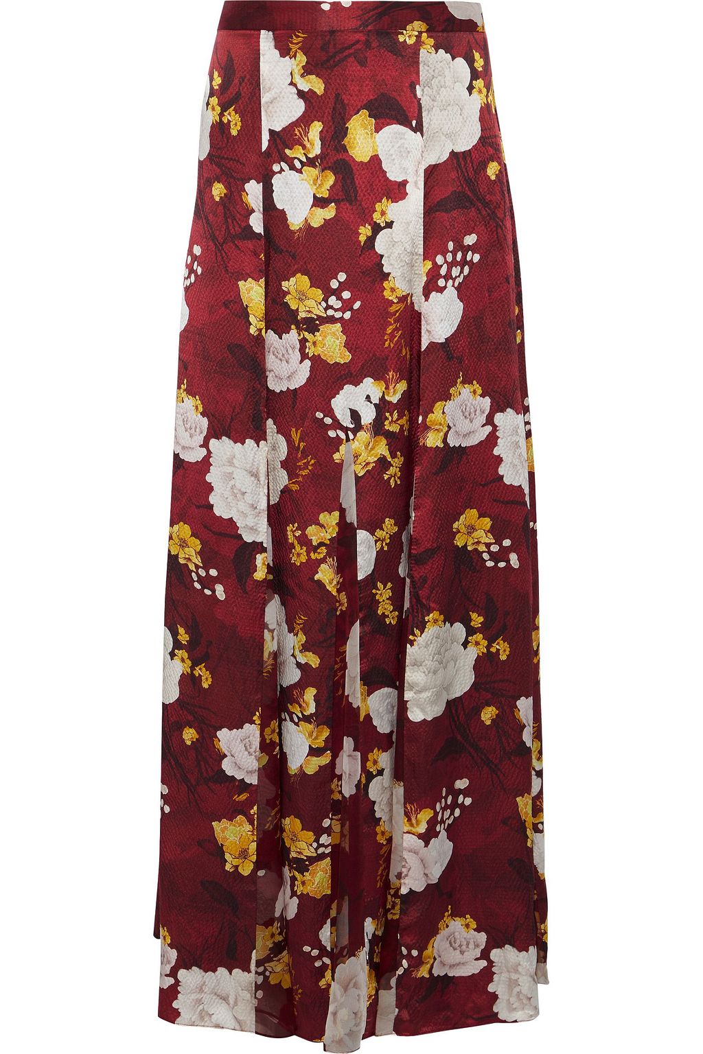 Brick Athena floral-print chiffon-paneled hammered-silk maxi skirt ...