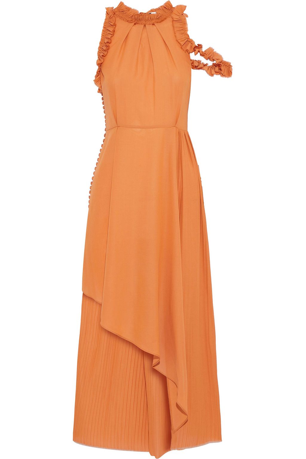 orange silk midi dress