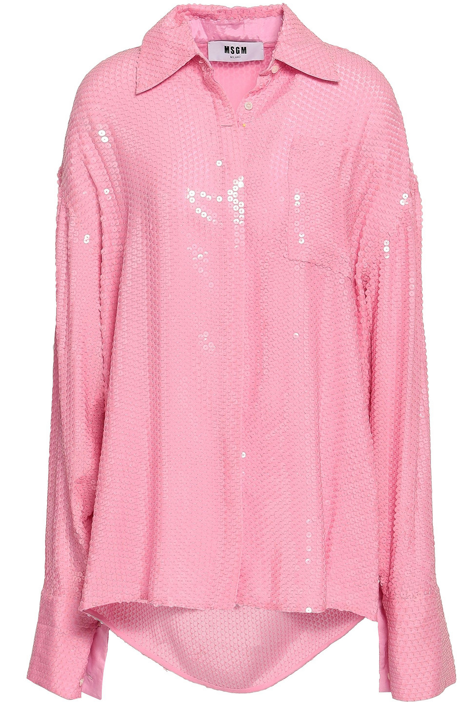 msgm - oversized sequined woven shirt - pink - it 38