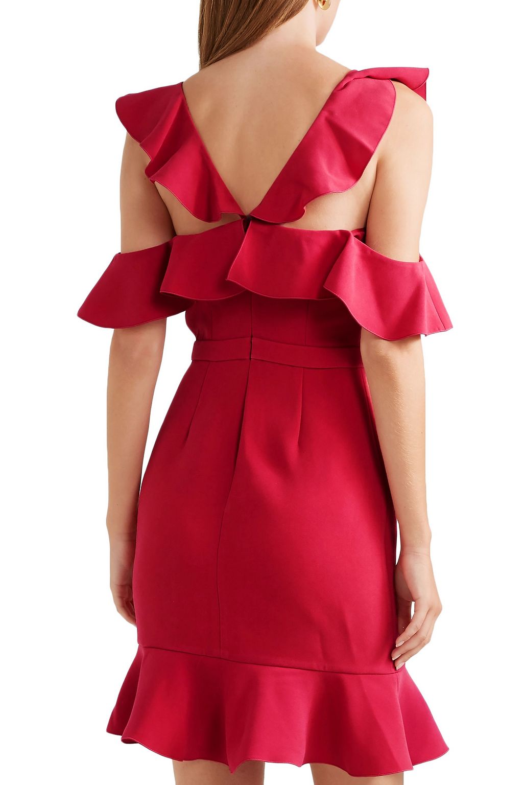 RACHEL ZOE Delia cold-shoulder ruffled crepe mini dress