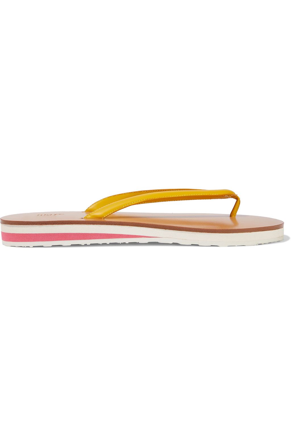 mustard flip flops