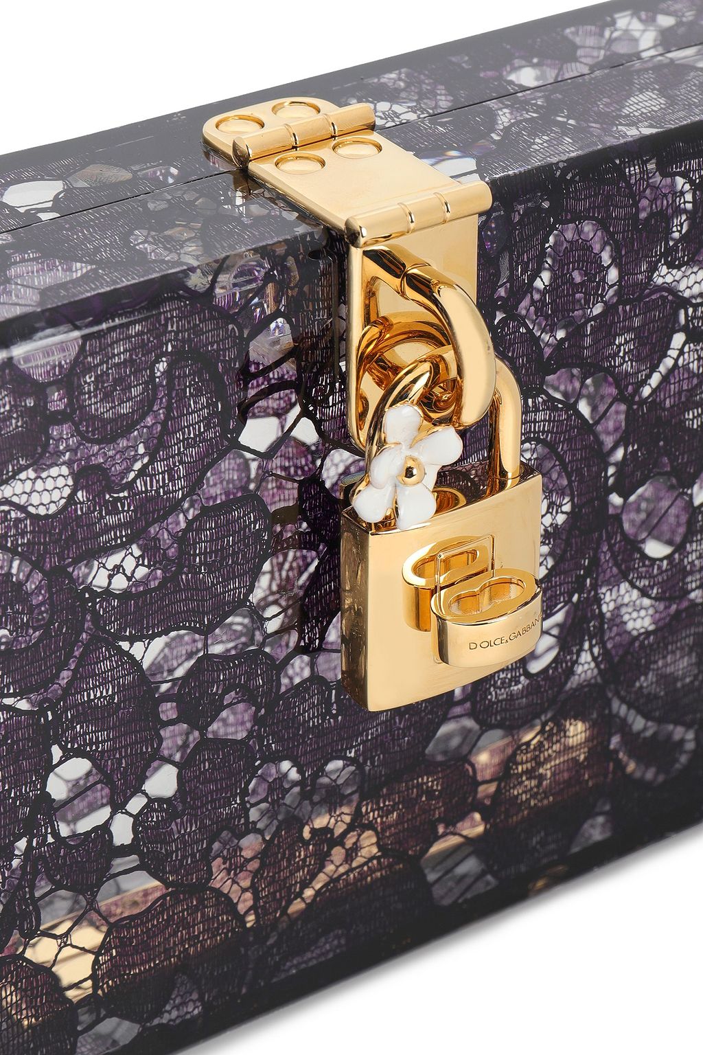 DOLCE&GABBANA Printed lace Perspex clutch