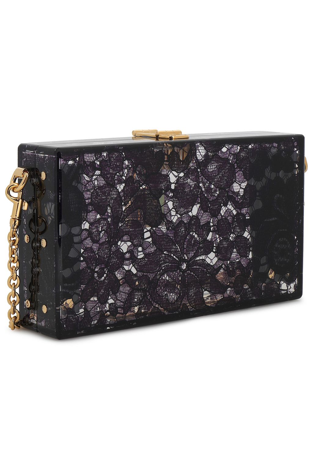 DOLCE&GABBANA Printed lace Perspex clutch