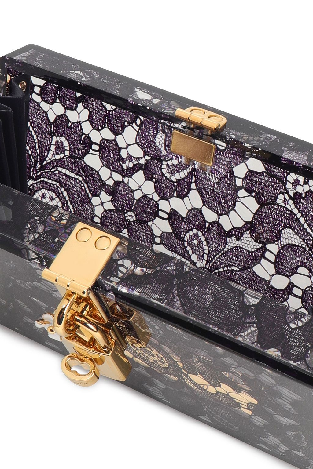 DOLCE&GABBANA Printed lace Perspex clutch