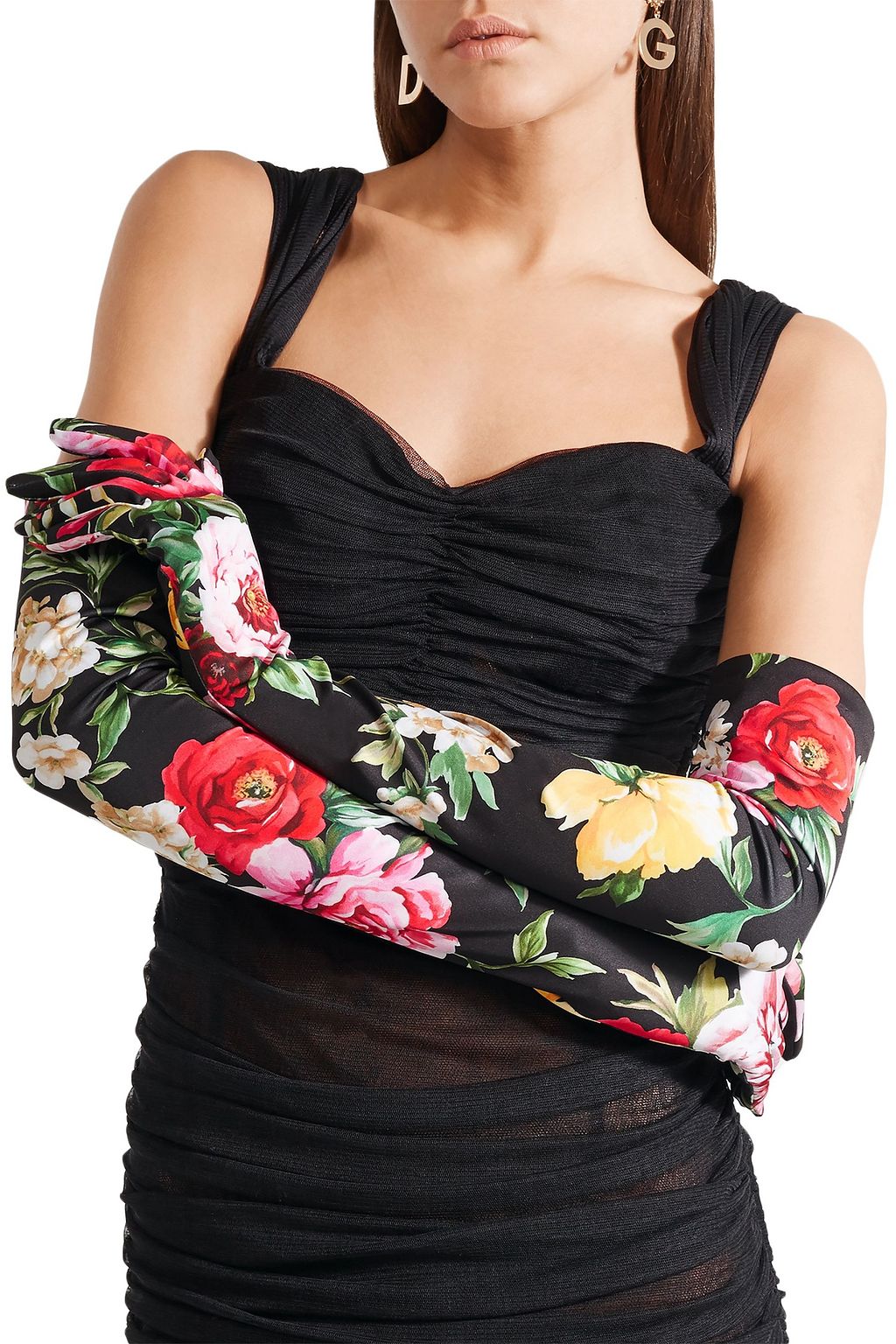 DOLCE&GABBANA Floral-print stretch-jersey gloves