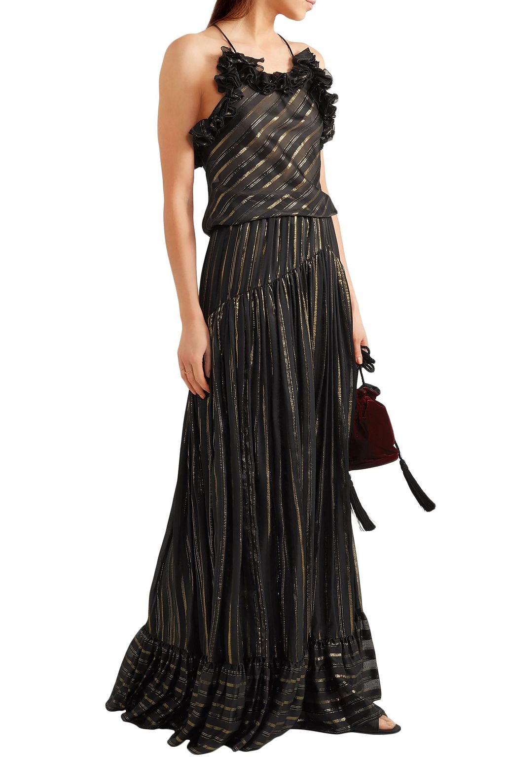PHILOSOPHY DI LORENZO SERAFINI Metallic striped silk-blend jacquard top