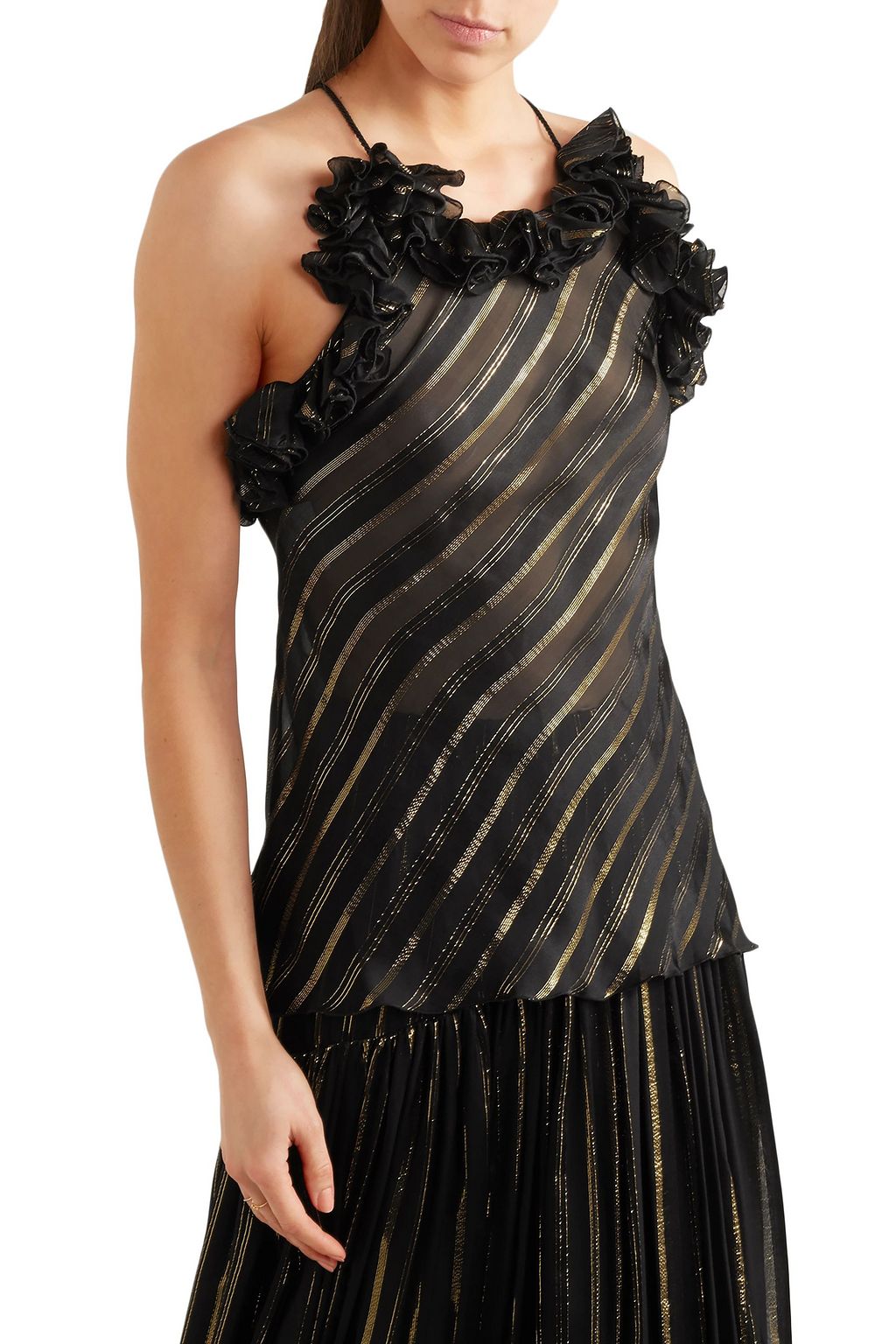 PHILOSOPHY DI LORENZO SERAFINI Metallic striped silk-blend jacquard top