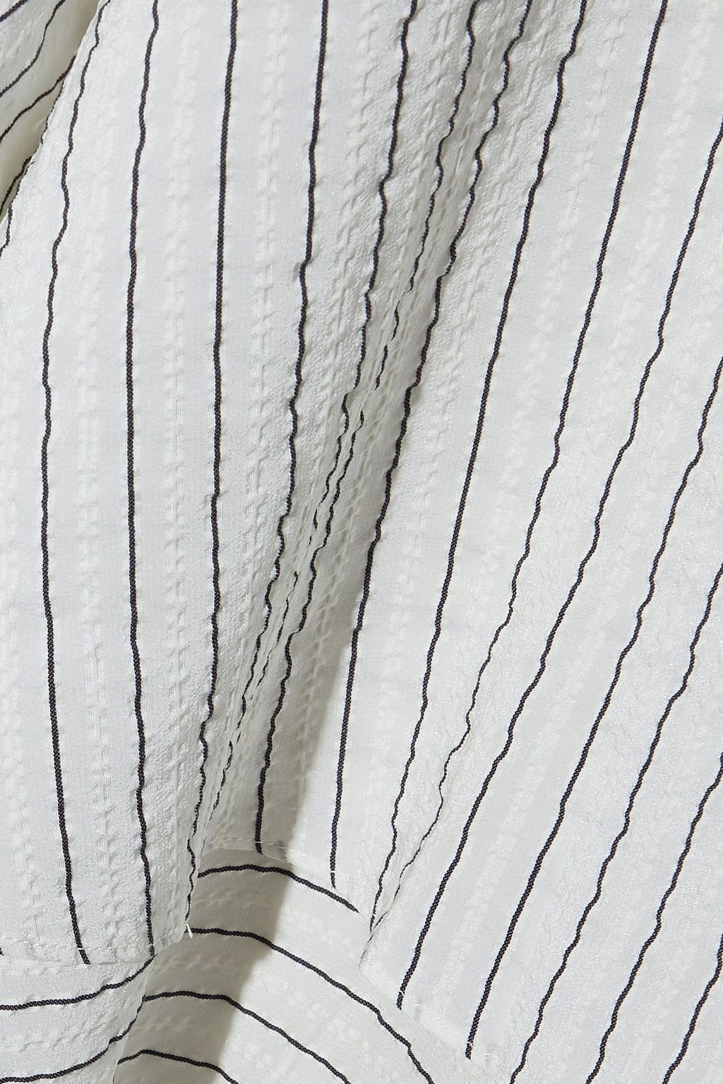 GANNI Wilkie pinstriped silk and cotton-blend seersucker midi wrap dress