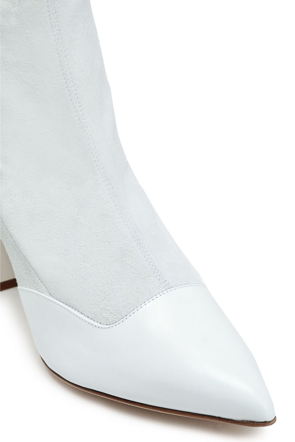 TIBI Leather-paneled suede sock boots