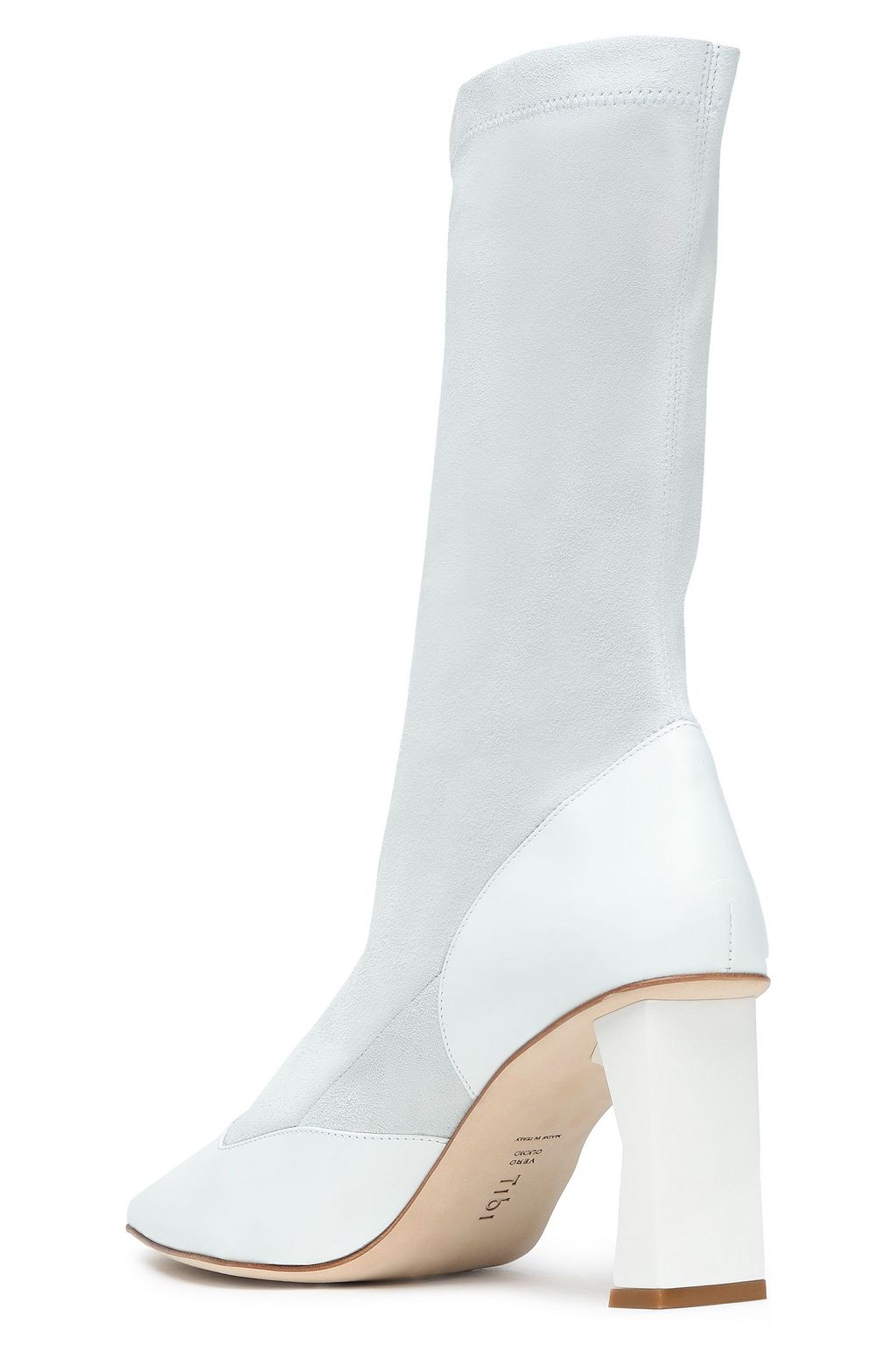 TIBI Leather-paneled suede sock boots