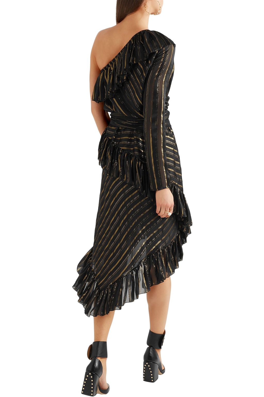 PHILOSOPHY DI LORENZO SERAFINI One-shoulder metallic silk-blend jacquard dress