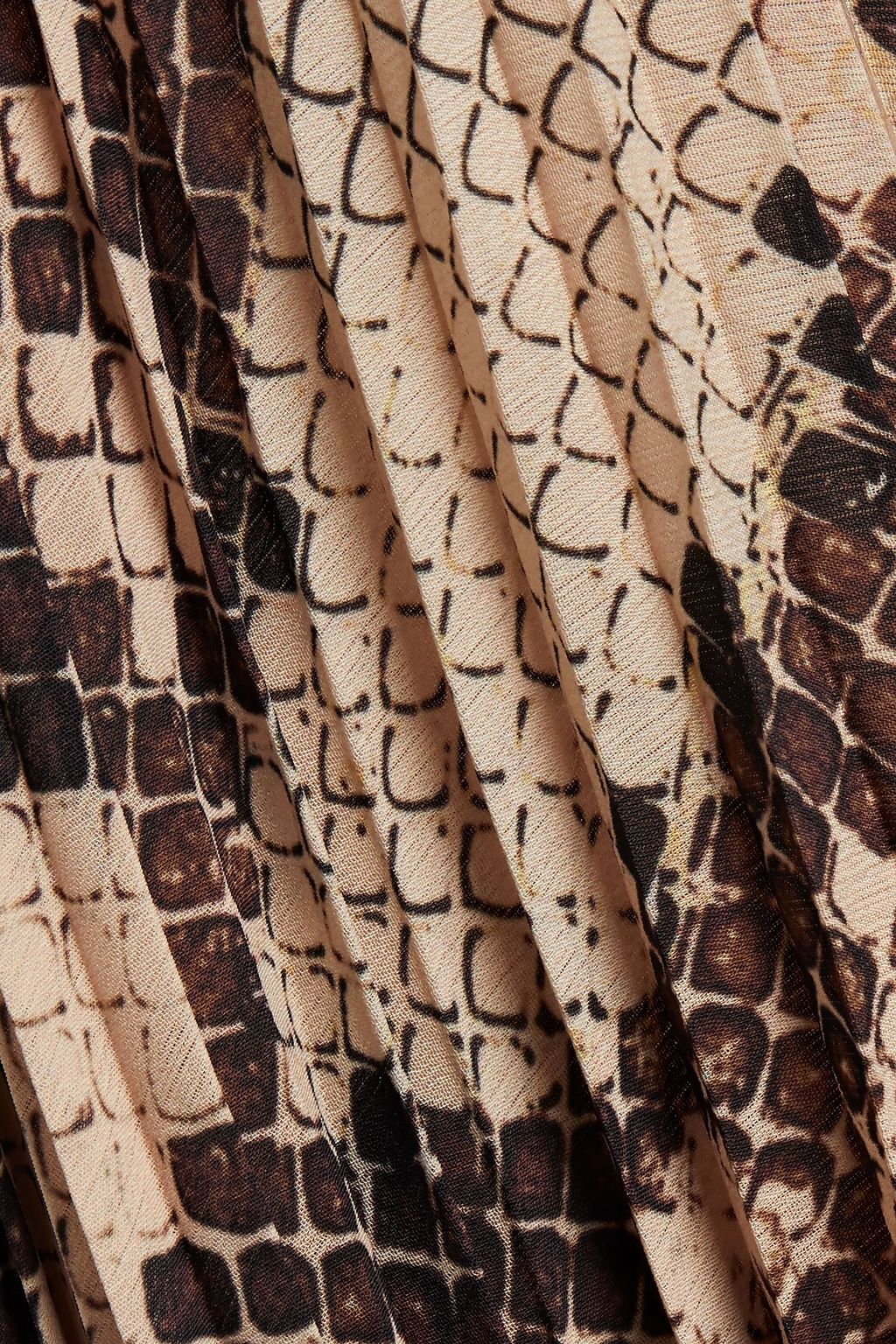 SOLACE LONDON Rosa one-shoulder ruffled pleated snake-print crepe maxi dress