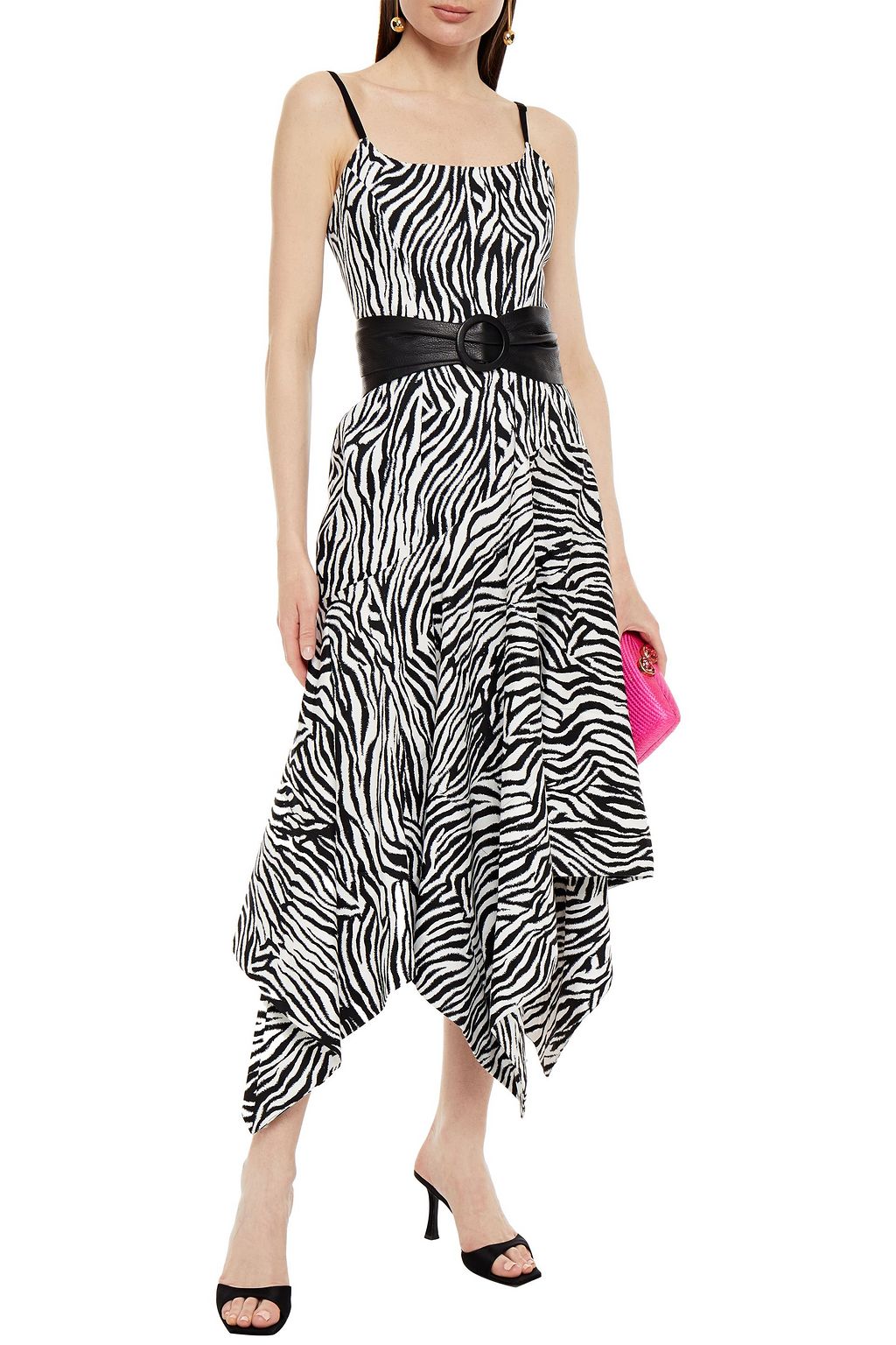 SOLACE LONDON Marisol zebra-print stretch-cotton midi dress