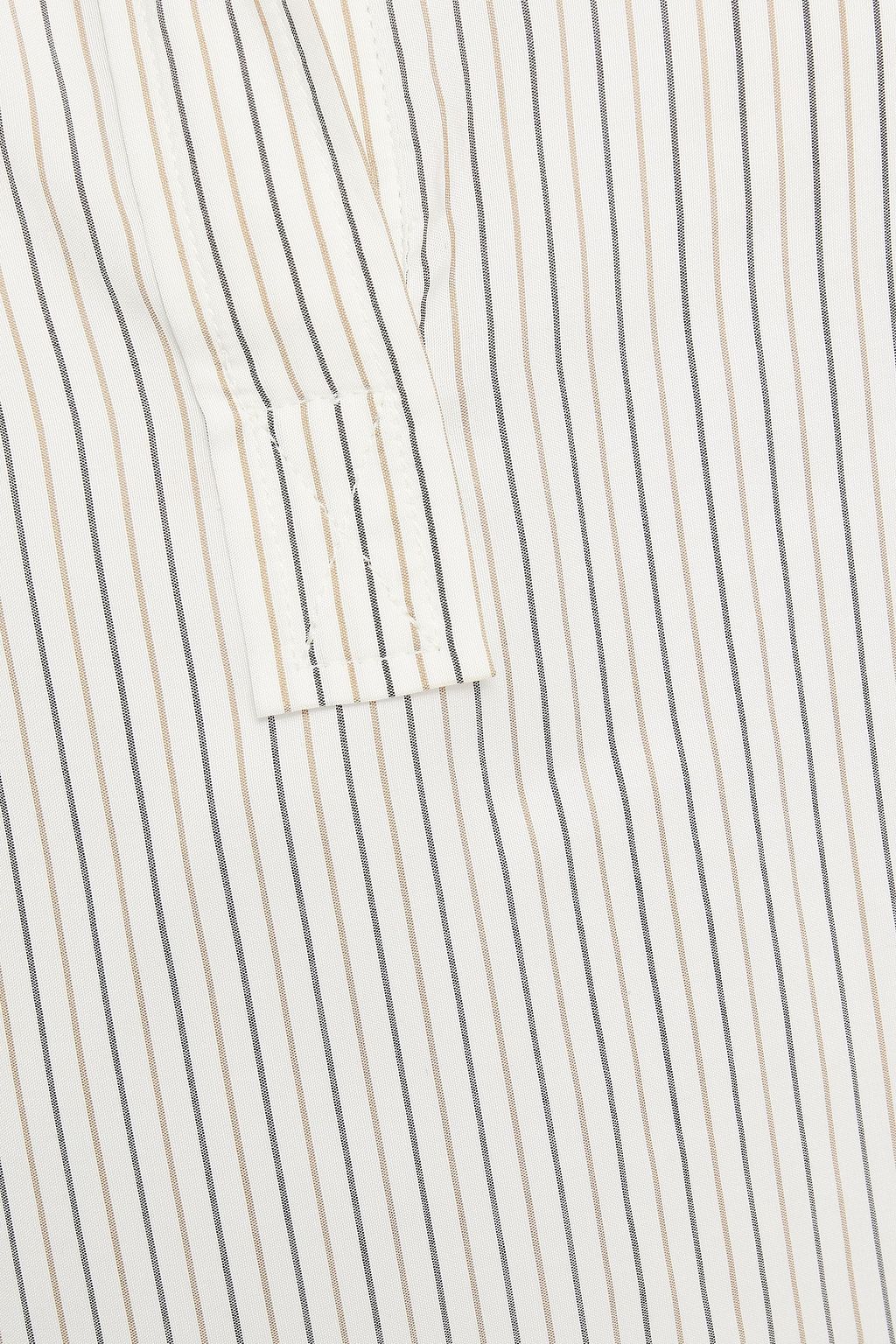 NILI LOTAN Ruffle-trimmed striped silk crepe de chine blouse