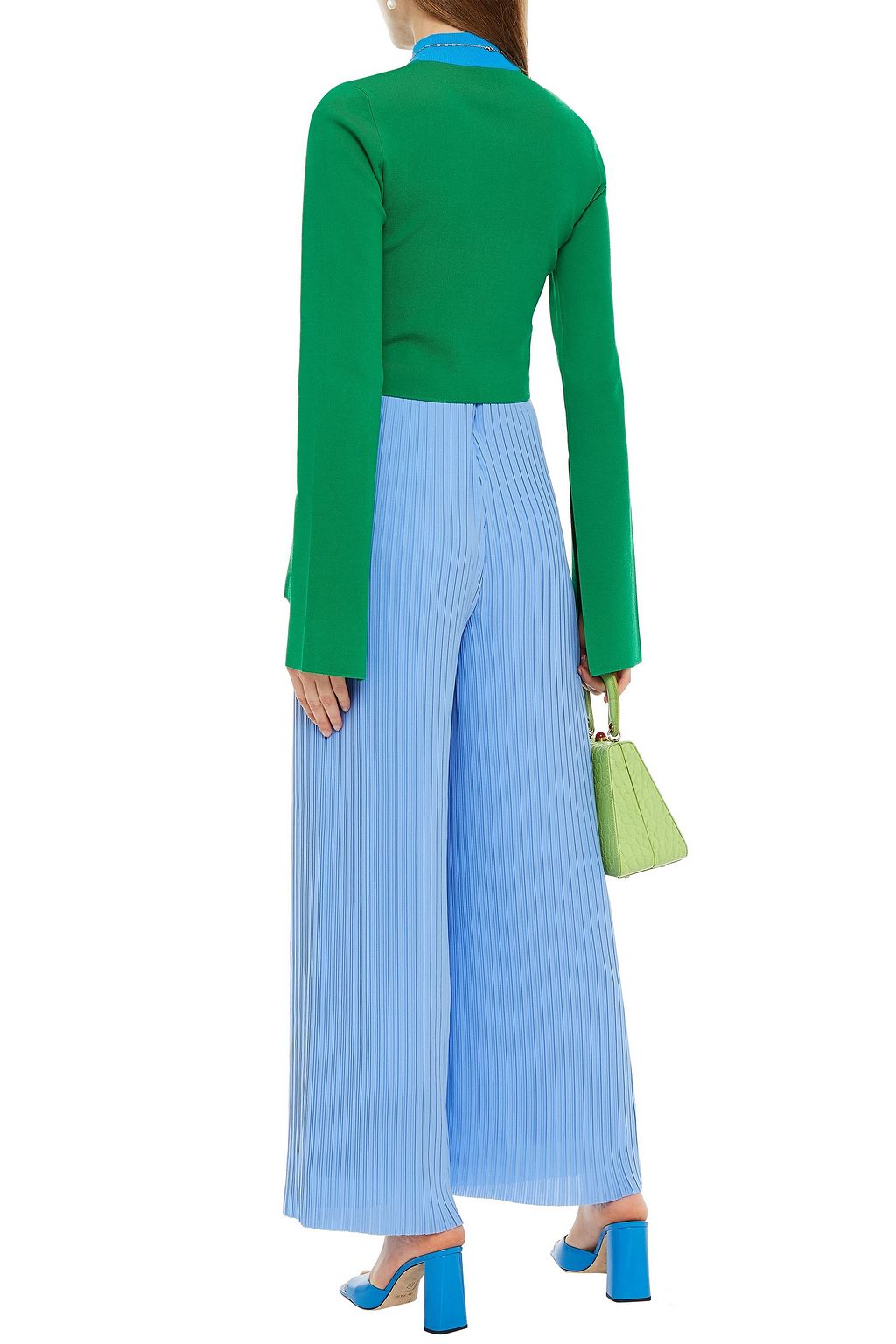 SOLACE LONDON Plissé-crepe wide-leg pants