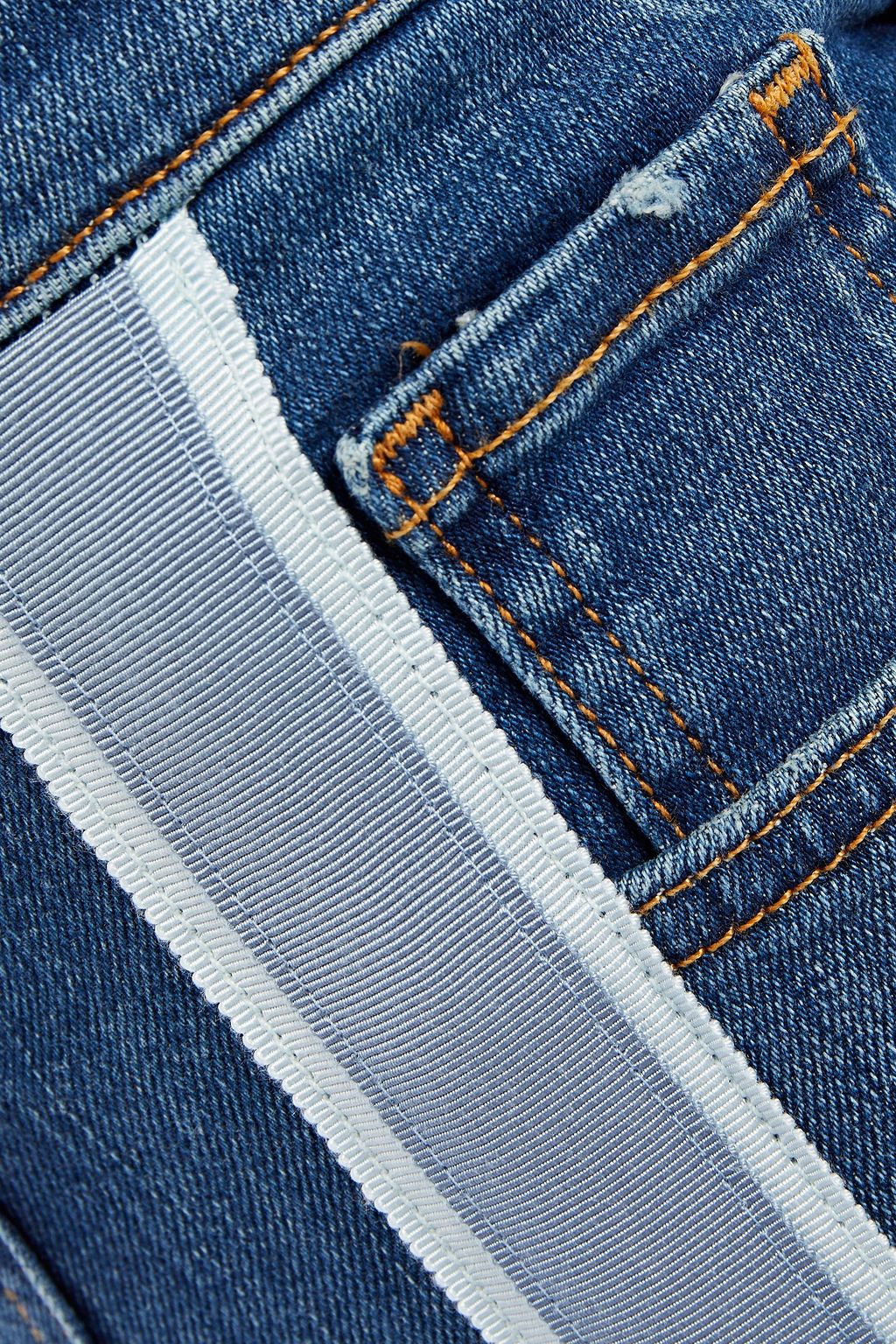 VERONICA BEARD Cropped grosgrain-trimmed high-rise skinny jeans