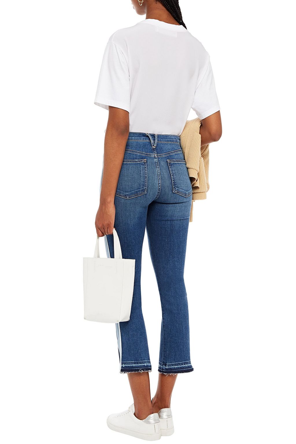 VERONICA BEARD Cropped grosgrain-trimmed high-rise skinny jeans