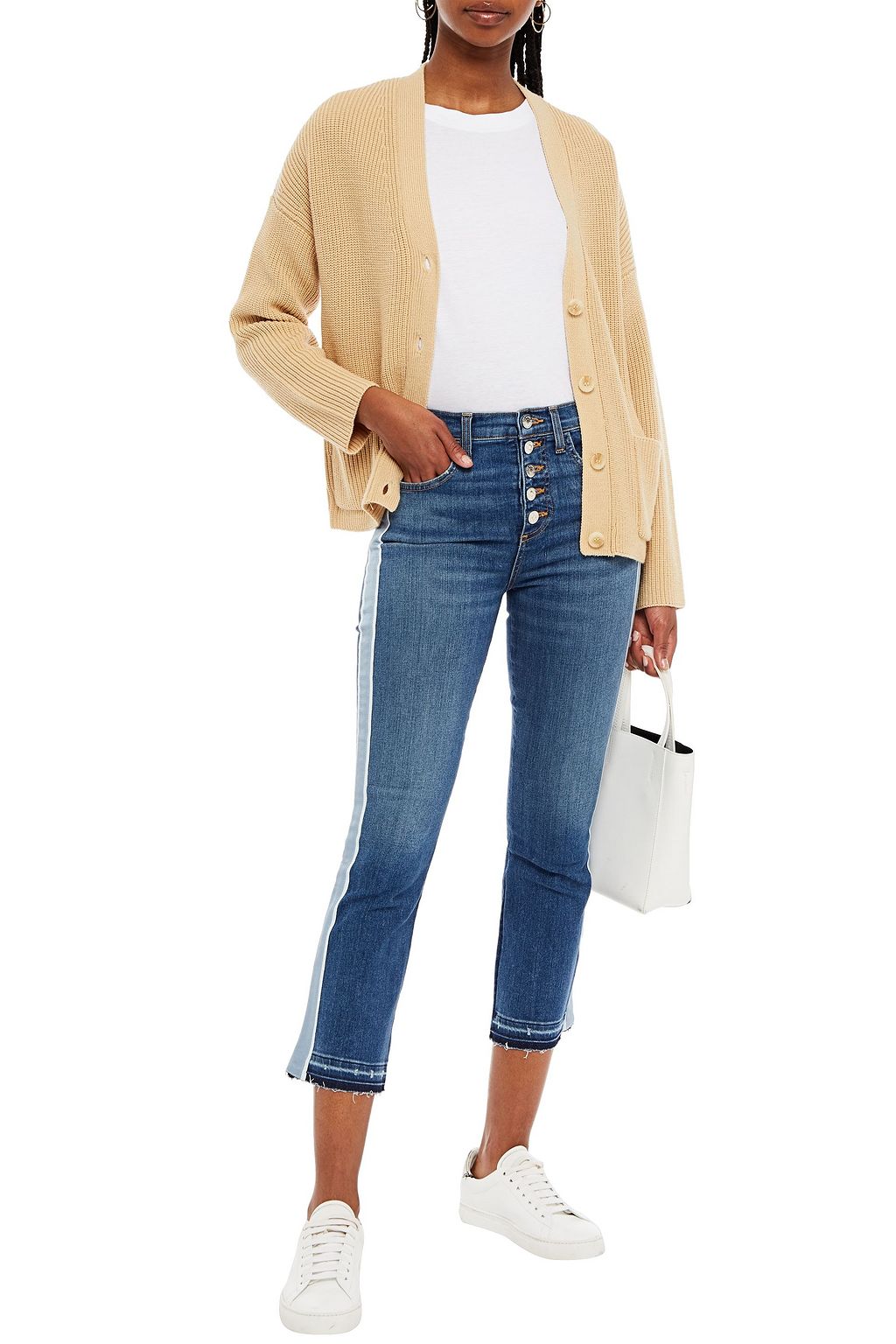 VERONICA BEARD Cropped grosgrain-trimmed high-rise skinny jeans