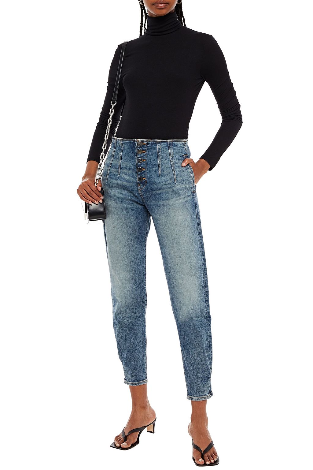 VERONICA BEARD Gathered high-rise tapered jeans