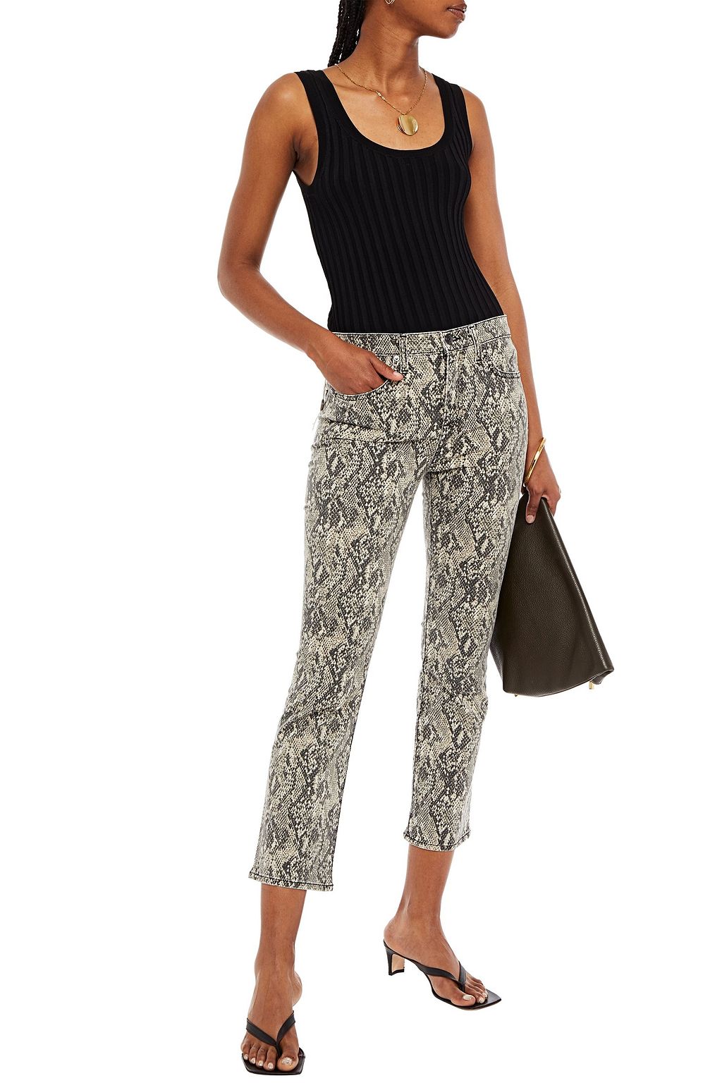 VERONICA BEARD Carolyn snake-print high-rise bootcut jeans