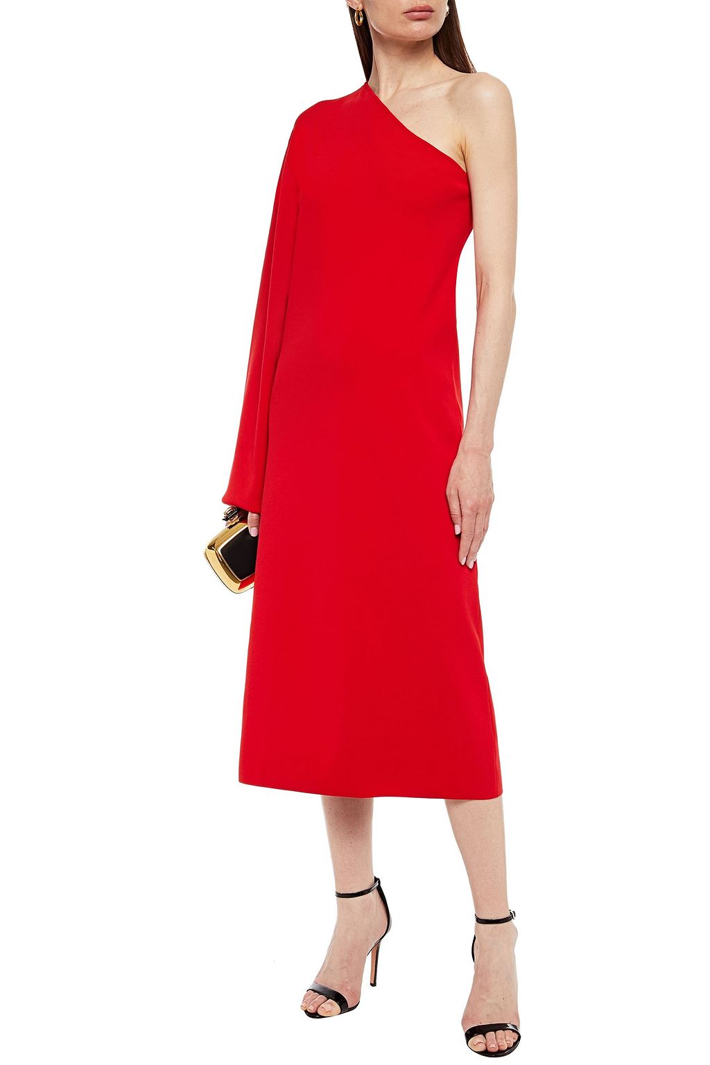 SOLACE LONDON Aiyana one-shoulder stretch-ponte midi dress