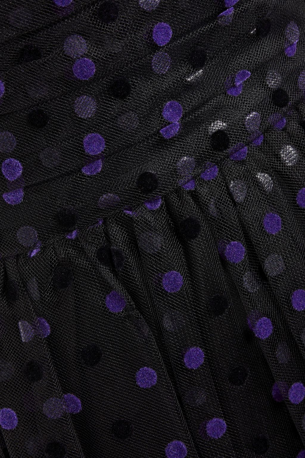 MONIQUE LHUILLIER Strapless tiered polka-docked flocked tulle mini dress