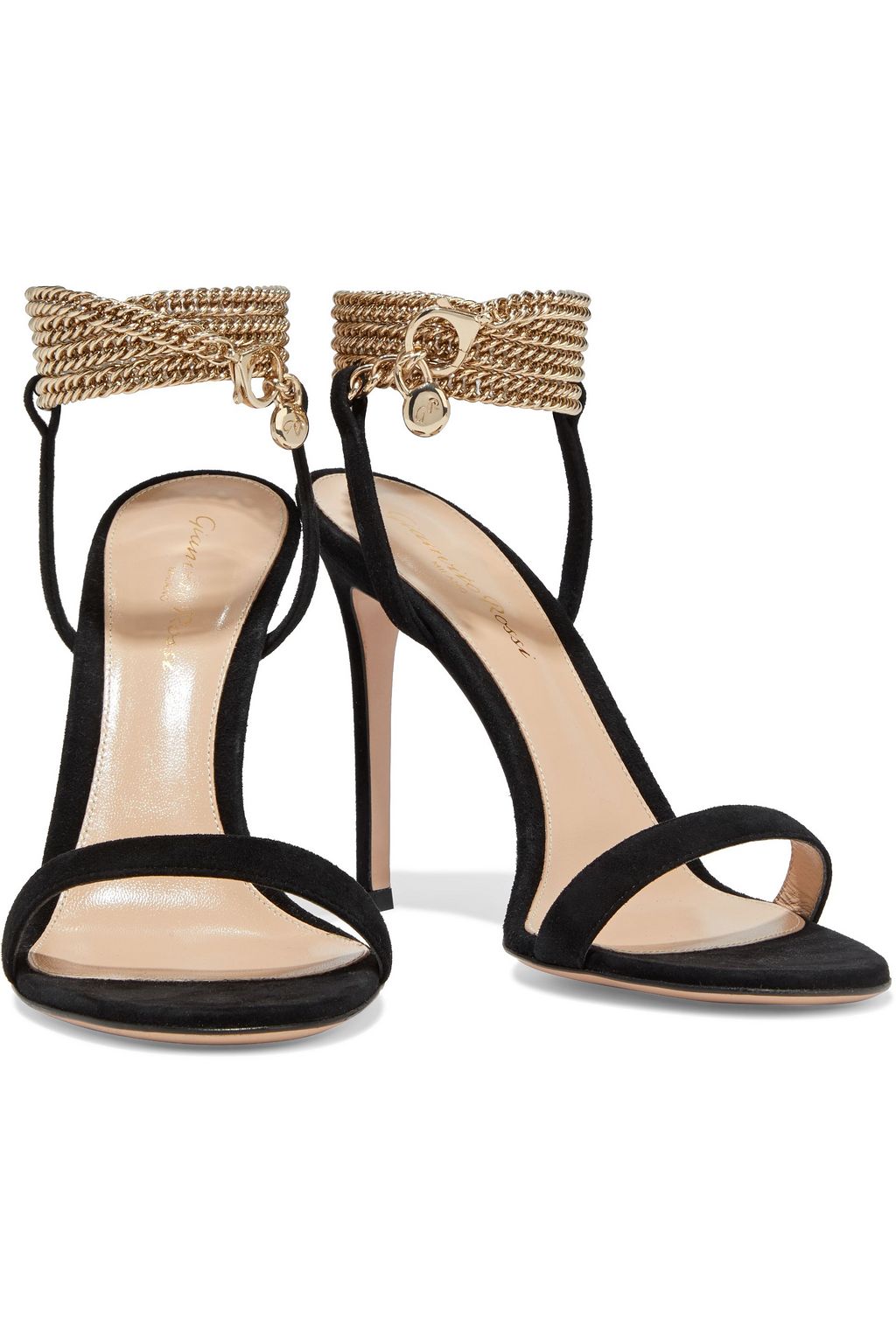 GIANVITO ROSSI Debbie chain-trimmed suede sandals