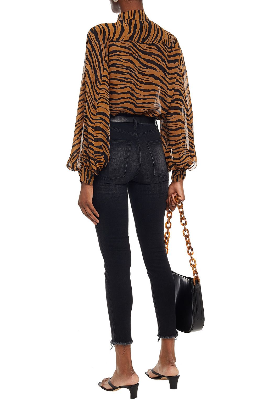 NILI LOTAN Frayed high-rise skinny jeans