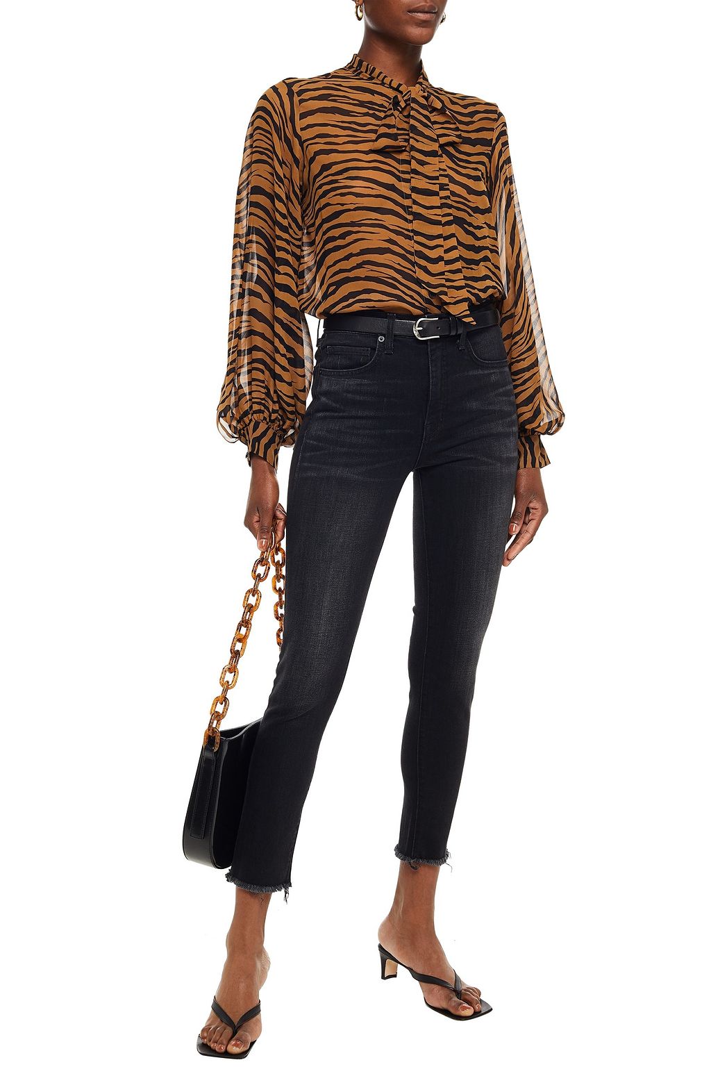 NILI LOTAN Frayed high-rise skinny jeans