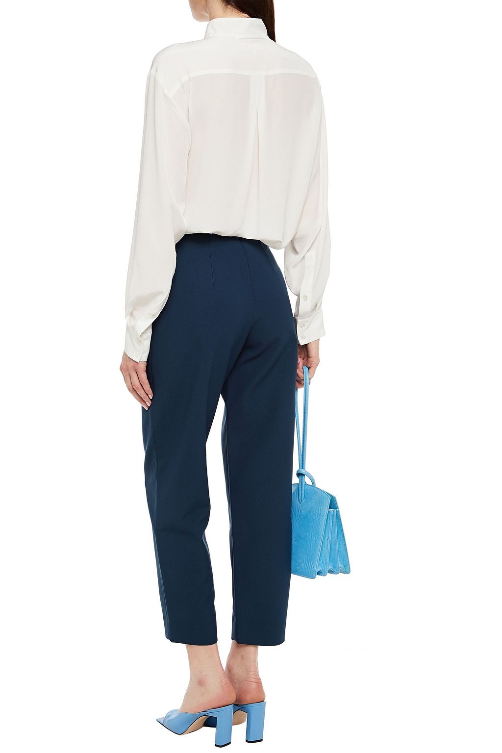 SOLACE LONDON Tansy cropped belted crepe straight-leg pants