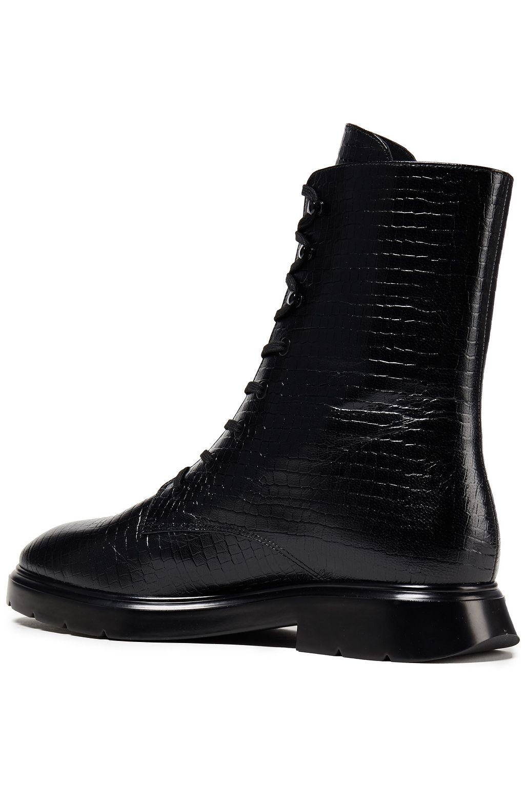 STUART WEITZMAN Mckenzee croc-effect leather combat boots