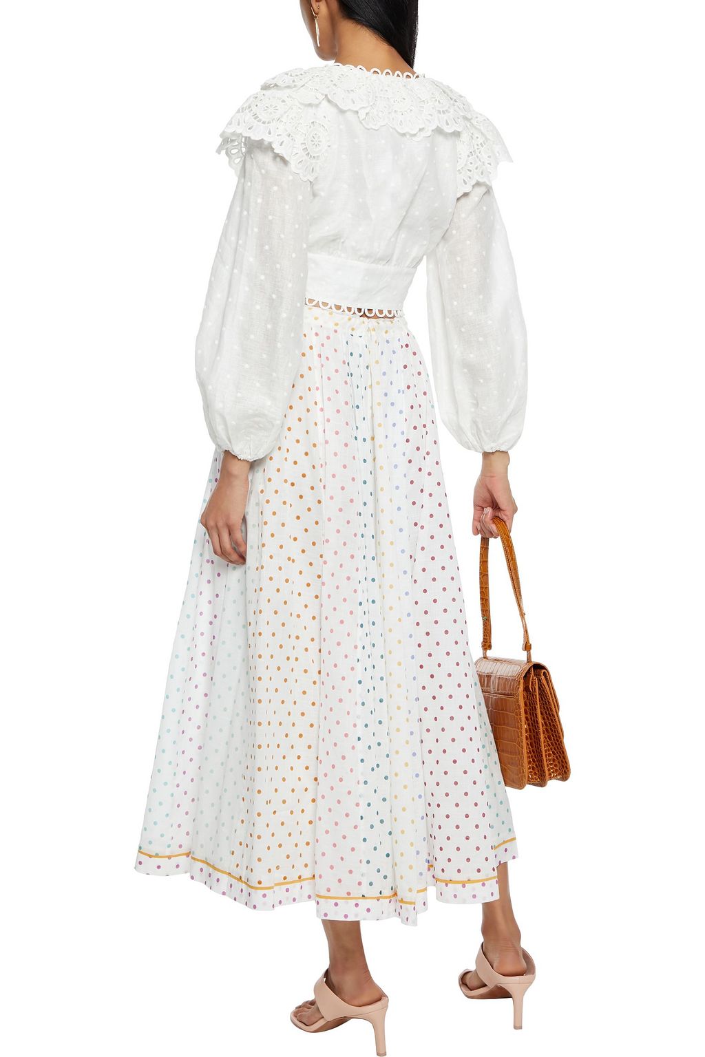 ZIMMERMANN Bellitude gathered polka-dot cotton-voile midi skirt