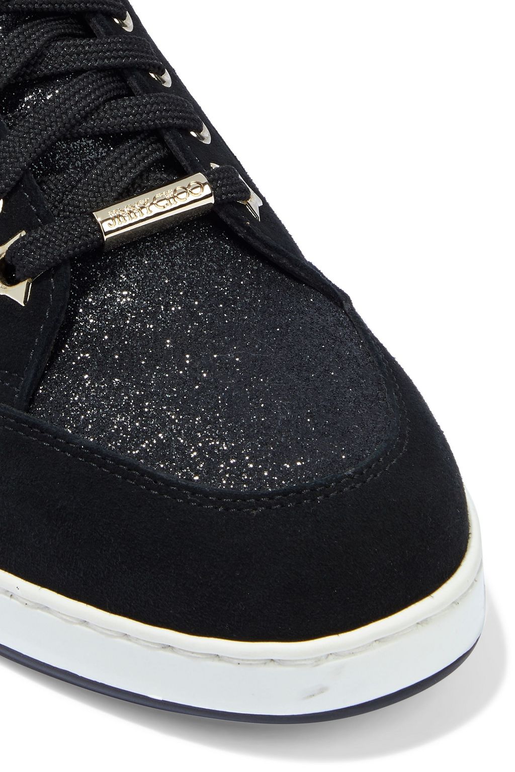 JIMMY CHOO Miami glittered metallic suede sneakers