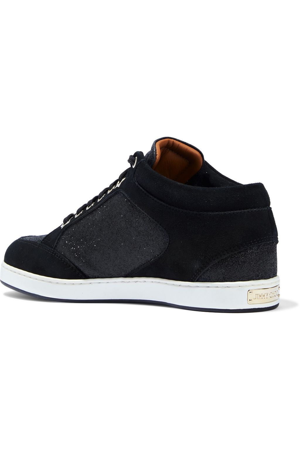 JIMMY CHOO Miami glittered metallic suede sneakers