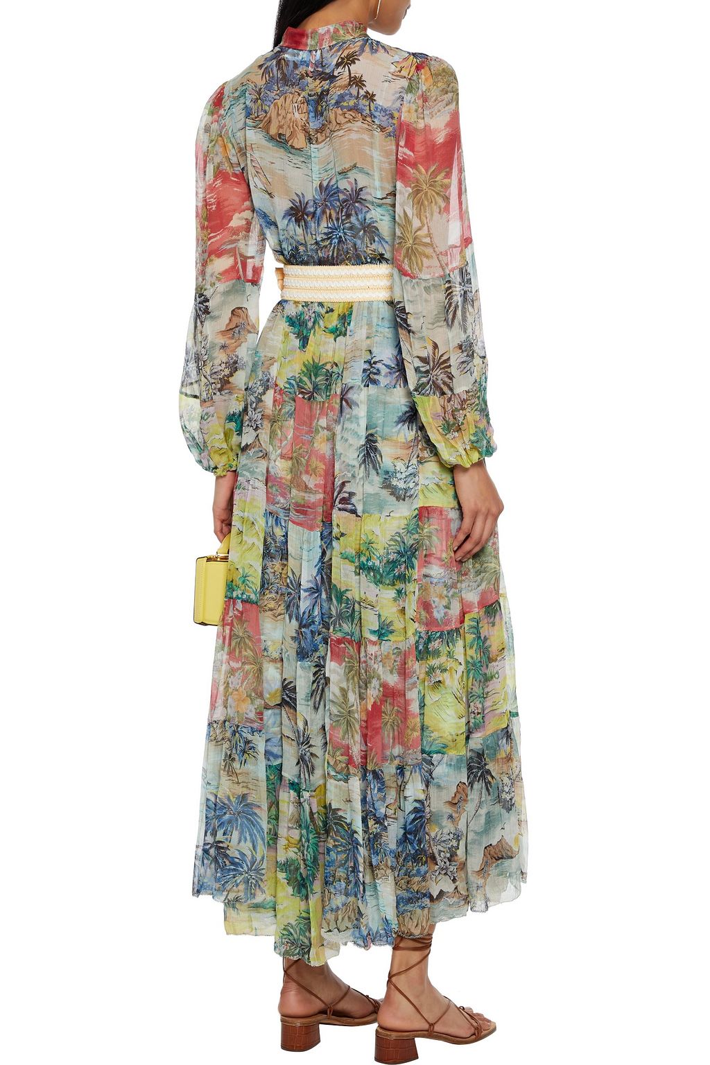 ZIMMERMANN Juliette tiered belted printed silk-crepon midi dress