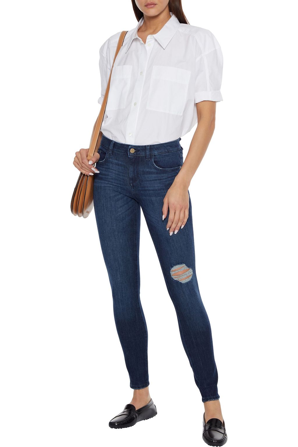 DL1961 Emma distressed mid-rise skinny jeans