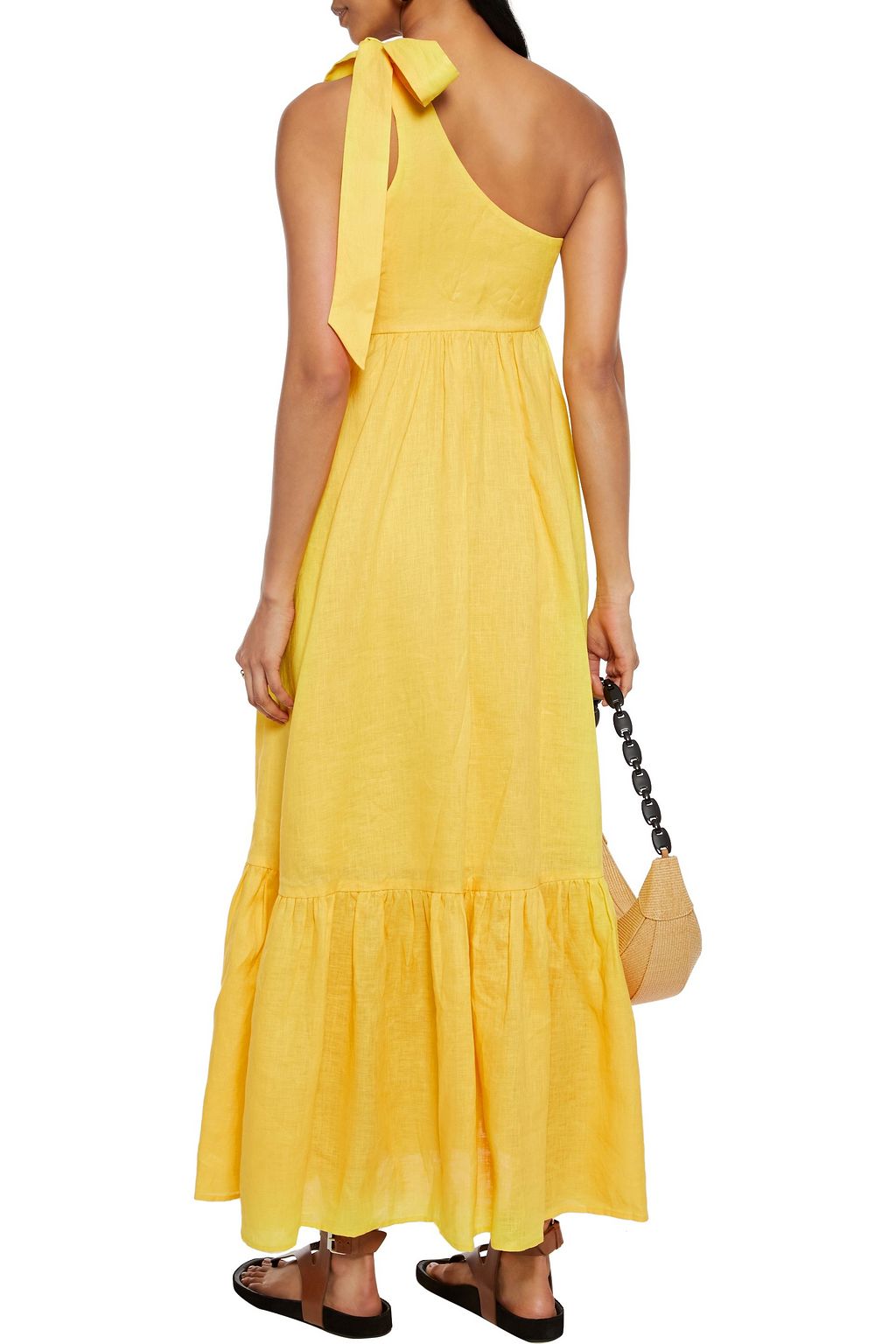 ZIMMERMANN One-shoulder gathered linen maxi dress