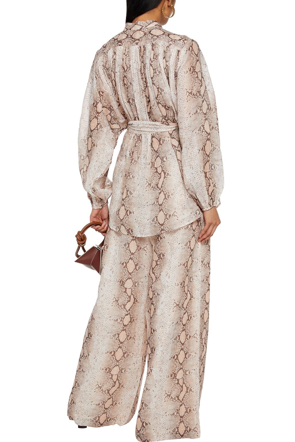 ZIMMERMANN Bellitude snake-print ramie-gauze wide-leg pants