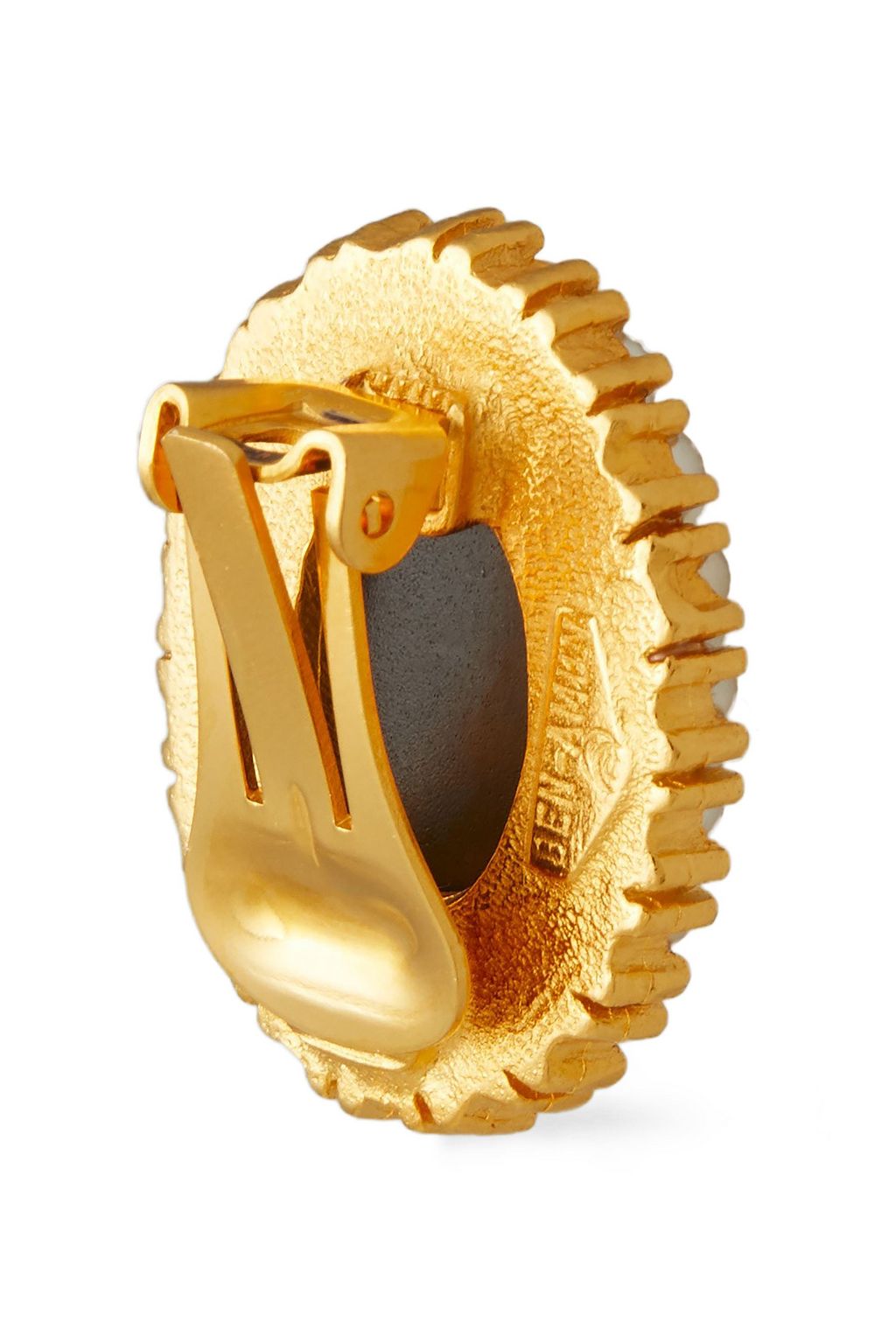 BEN-AMUN 24-karat gold-plated faux pearl cameo clip earrings