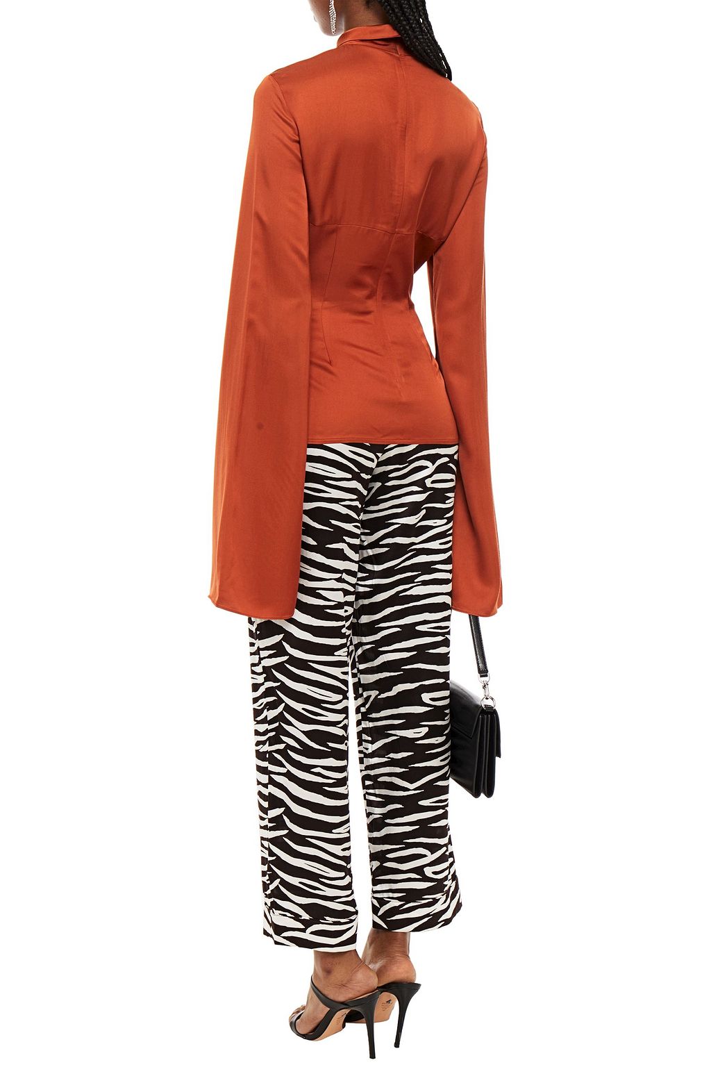 SOLACE LONDON Kimmie printed satin turtleneck top
