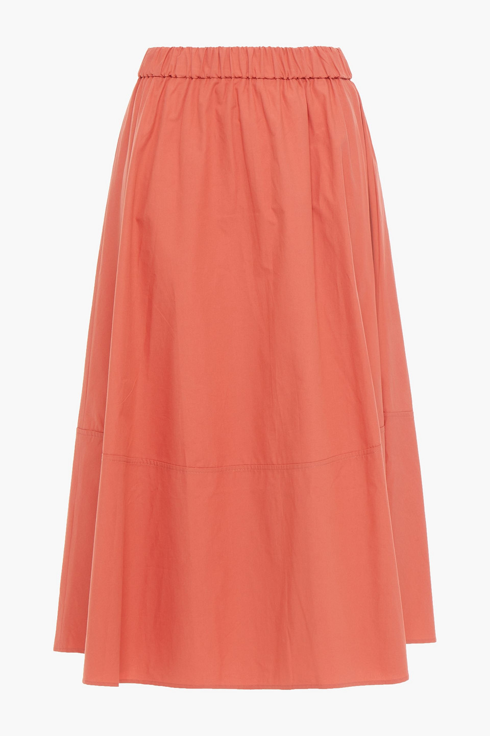 ba&sh - piel gathered cotton-poplin midi skirt - orange - 1