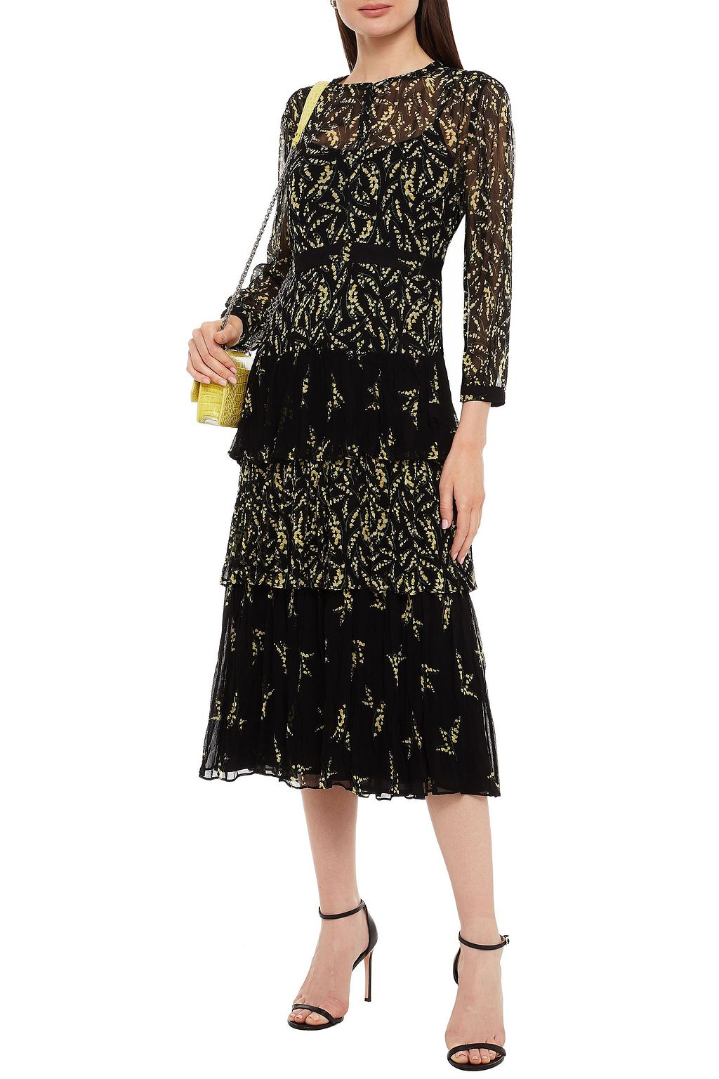 BA&SH Morris tiered floral-print crepon midi dress