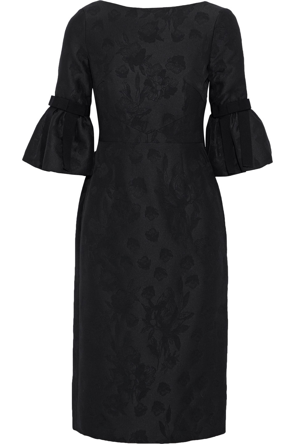 Erdem Woman Alexandra Bow-embellished Cotton-blend Floral-jacquard Dress Black Size 8