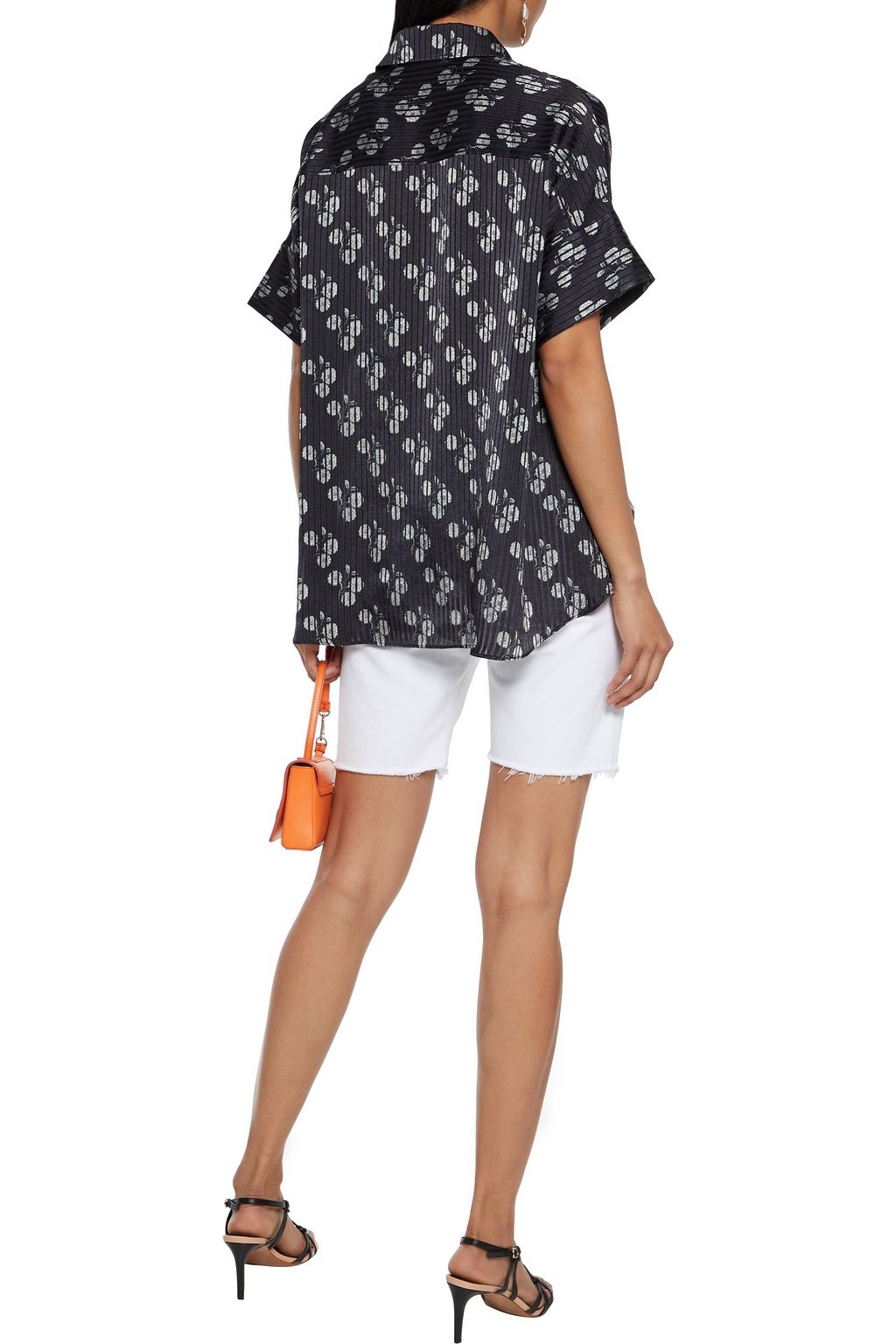 ALICE + OLIVIA Edyth asymmetric floral-print burnout satin shirt