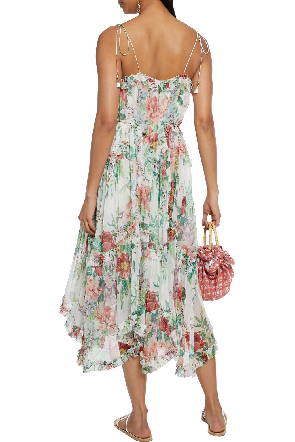 ZIMMERMANN Tiered floral-print silk-crepon midi dress